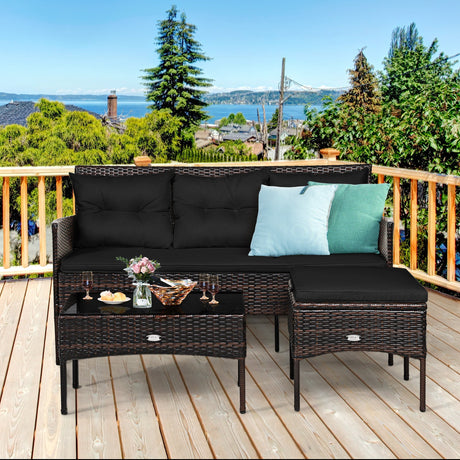 Juego de 3 piezas de muebles seccionales para patio con 5 acogedores