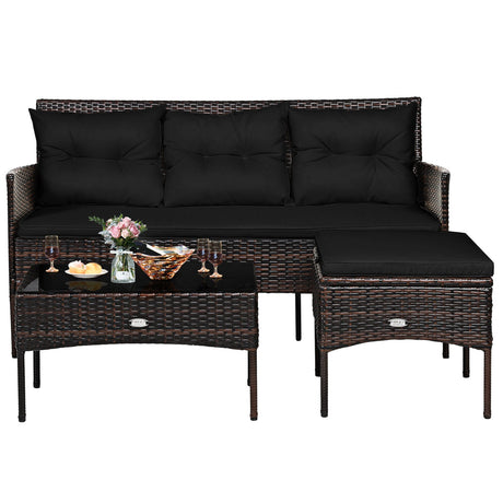 Juego de 3 piezas de muebles seccionales para patio con 5 acogedores
