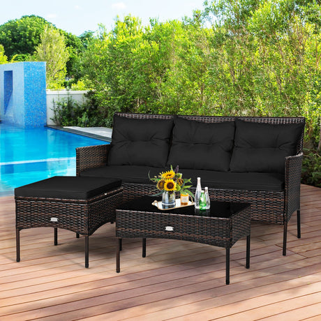Juego de 3 piezas de muebles seccionales para patio con 5 acogedores