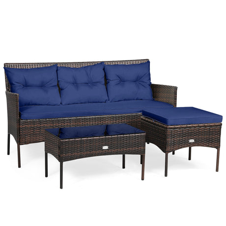 Juego de 3 piezas de muebles seccionales para patio con 5 acogedores