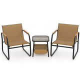 Juego de muebles de patio de 3 piezas, conjunto de conversación para balcón al aire libre - Marrón