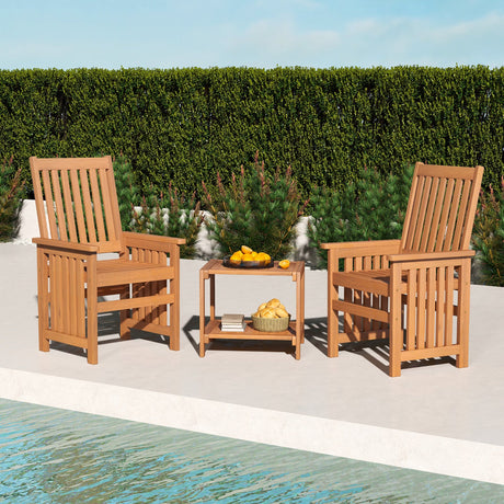 Juego de muebles de patio de 3 piezas con agujero para sombrilla de 3,81 cm