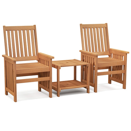 Juego de muebles de patio de 3 piezas con agujero para sombrilla de 3,81 cm