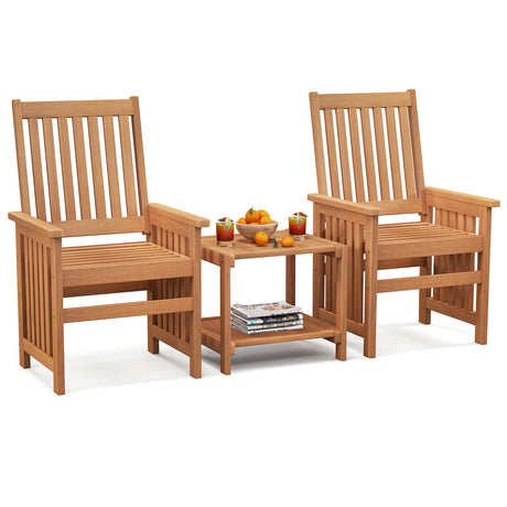 Juego de muebles de patio de 3 piezas con agujero para sombrilla de 3,81 cm