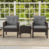 3 Pieces Patio PE Wicker Furniture Set with Cushions for Porch and Balcony
