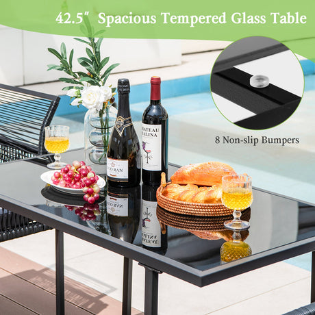 Juego de comedor para exteriores de 3 piezas con respaldo plegable y cojines de asiento - Negro