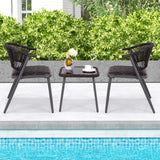 Juego de muebles de patio de ratán de 3 piezas para la piscina del patio trasero - Marrón y negro