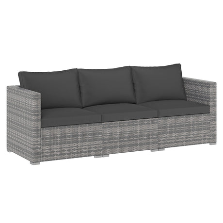 Juego de sofá seccional de patio de 3 piezas, de ratán PE, juego de muebles modulares con cojines suaves