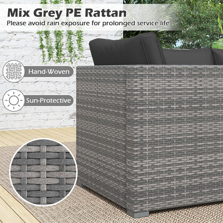 Juego de sofá seccional de patio de 3 piezas, de ratán PE, juego de muebles modulares con cojines suaves