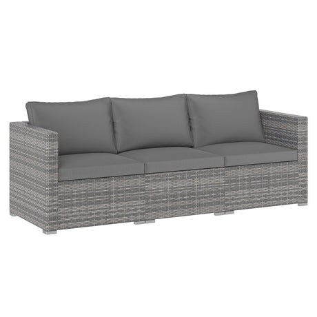 Juego de sofá seccional de patio de 3 piezas, de ratán PE, juego de muebles modulares con cojines suaves