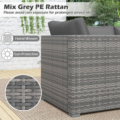 Juego de sofá seccional de patio de 3 piezas, de ratán PE, juego de muebles modulares con cojines suaves