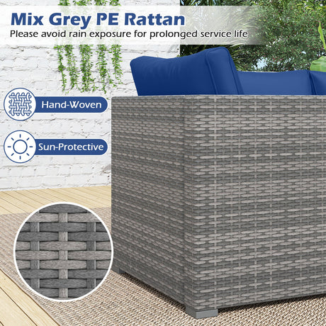 Juego de sofá seccional de patio de 3 piezas, de ratán PE, juego de muebles modulares con cojines suaves