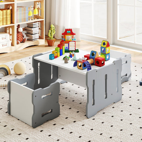 Juego para niños pequeños de 3 piezas con 2 taburetes y mesa de actividades