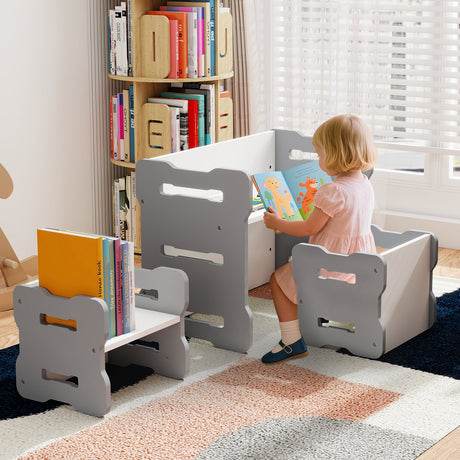 Juego para niños pequeños de 3 piezas con 2 taburetes y mesa de actividades