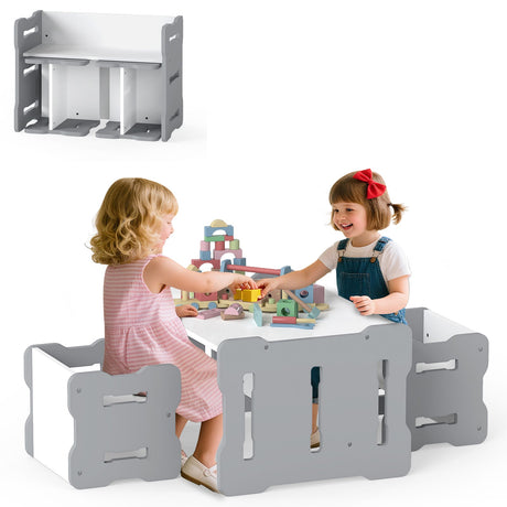 Juego para niños pequeños de 3 piezas con 2 taburetes y mesa de actividades