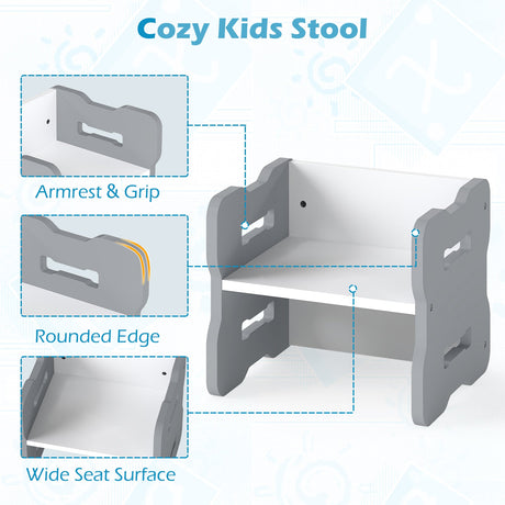 Juego para niños pequeños de 3 piezas con 2 taburetes y mesa de actividades