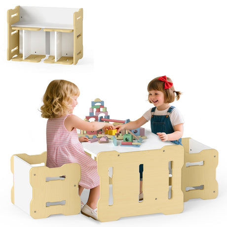 Juego para niños pequeños de 3 piezas con 2 taburetes y mesa de actividades