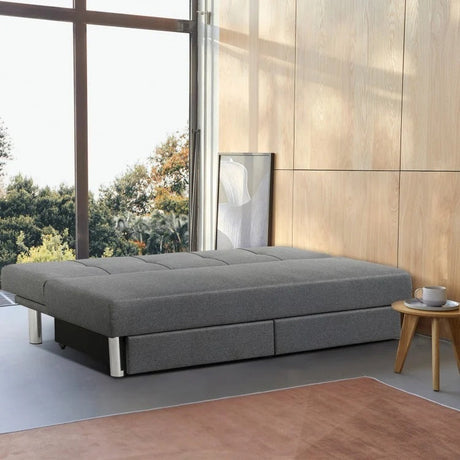 Sofá Cama Convertible de 3 Plazas con 2 Cajones Grandes y 3 Ángulos Ajustables
