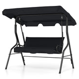 3 Seat Outdoor Patio Canopy Swing with Cushioned Steel Frame-Blue