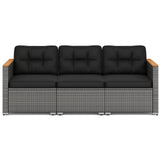 3-Seat Patio Couch Sofa PE Rattan Loveseat Furniture Set with Deep Seating and Cushion-Mix Grey