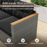 3-Seat Patio Couch Sofa PE Rattan Loveseat Furniture Set with Deep Seating and Cushion-Mix Grey