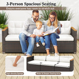 Sofá de jardín de 3 plazas con asiento profundo y cojines - Blanco