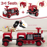 3-Seater Trackless Ride on Train Set 12V Ride on Toy Car with 2 Removable Chairs