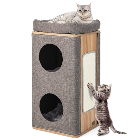 Casa para gatos de 3 pisos con rascador para gatos de interior
