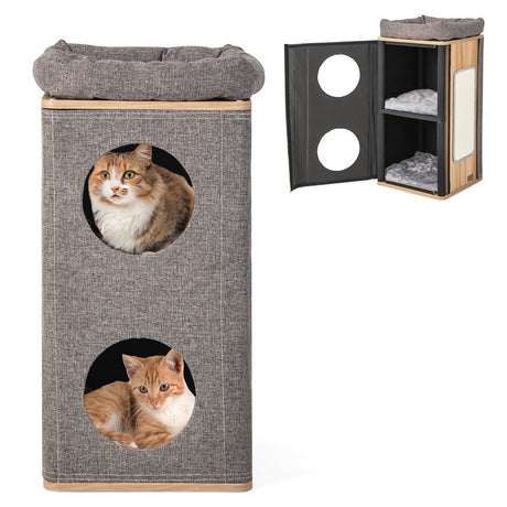 Casa para gatos de 3 pisos con rascador para gatos de interior
