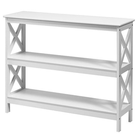 Mesa auxiliar decorativa de sofá con diseño en X y 3 niveles