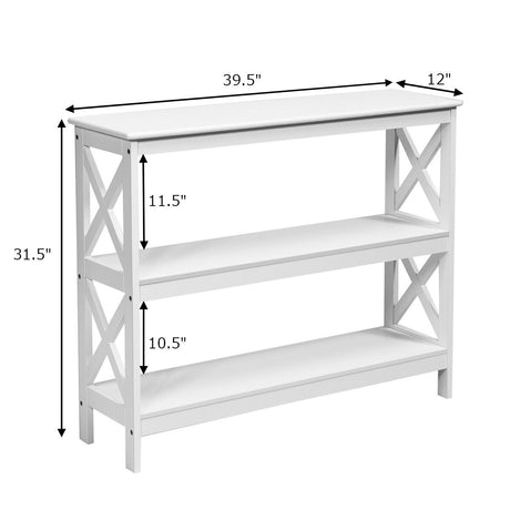 Mesa auxiliar decorativa de sofá con diseño en X y 3 niveles
