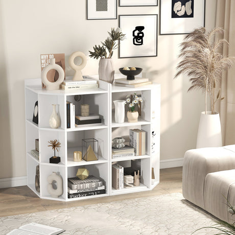 Mueble esquinero de 3 niveles con estación de carga para dormitorio
