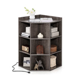 Mueble esquinero de 3 niveles con estación de carga para dormitorio