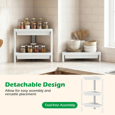 Organizador de Ducha para Esquina de 3 Niveles, Paquete de 2, con Diseño Desmontable
