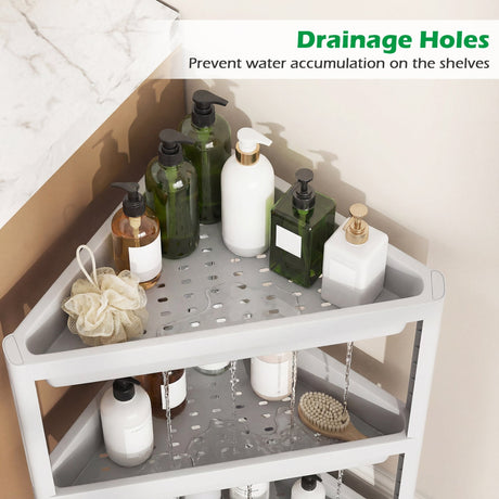 Organizador de Ducha para Esquina de 3 Niveles, Paquete de 2, con Diseño Desmontable