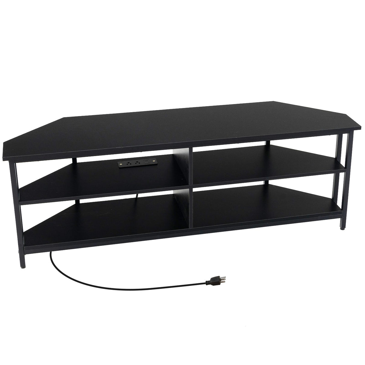 3-Tier Corner TV Stand for TVs up to 65 Inches with Charging Station
