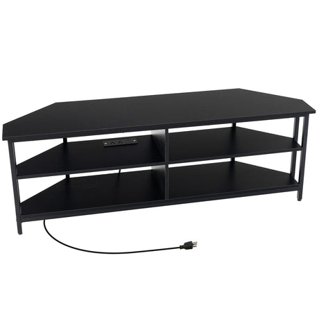 Mueble para TV esquinero de 3 niveles para televisores de hasta 65 pulgadas con estación de carga