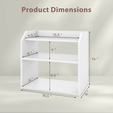 Estantería de escritorio de 3 niveles, de madera, para encimera, con barandillas superiores elevadas - Blanco