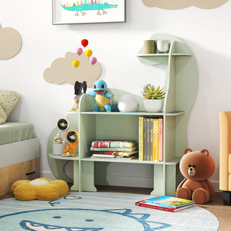 Estantería infantil de 3 niveles con diseño de dinosaurio para niños - Verde