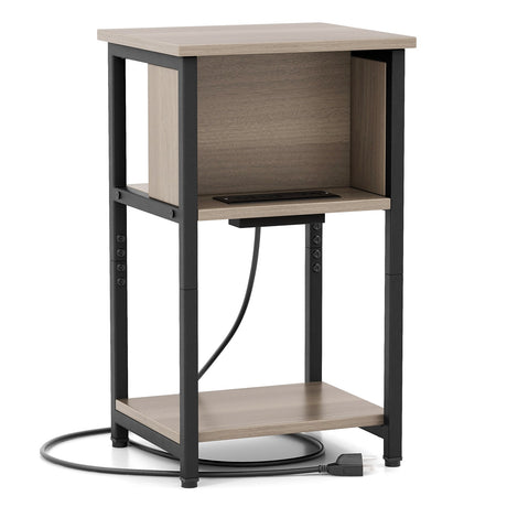 Mesa auxiliar de 3 niveles con puertos USB y tomas de corriente