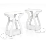 3-Tier End Tables with Charging Station Set of 2 with Open Storage Shelves