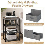 3-Tier Fabric Nightstand with Sturdy Metal Frame