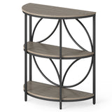 Mesa Auxiliar Semicircular de 3 Niveles con Resistente Estructura Metálica para Sala de Estar