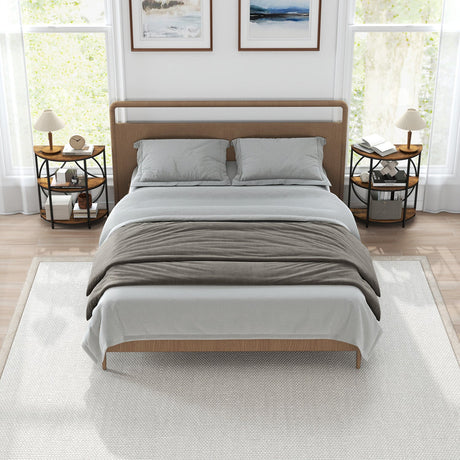 Mesa Auxiliar Semicircular de 3 Niveles con Resistente Estructura Metálica para Sala de Estar