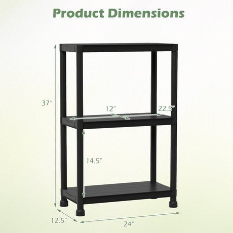 4-Tier Heavy-Duty Plastic Storage Shelves Freestanding Garage Shelving Unit