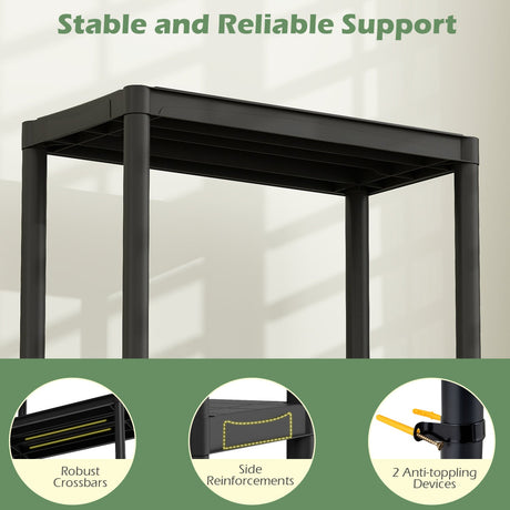 4-Tier Heavy-Duty Plastic Storage Shelves Freestanding Garage Shelving Unit