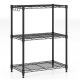 3-Tier Metal Storage Shelving Unit with V-Shaped Wire Rack and 450 LBS Capacity-Black