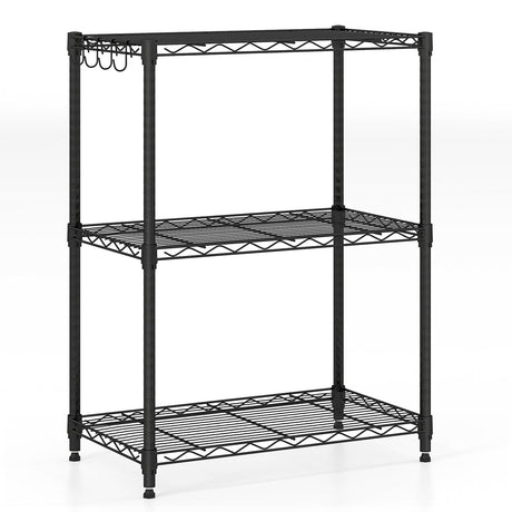 Estantería de Almacenamiento de Metal de 3 Niveles con Estante de Alambre en Forma de V y Capacidad de 204 kg - Negro