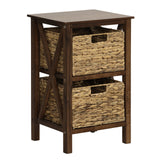 3/4-Tier Nightstand with 2 Seagrass Baskets Narrow X-Design-3