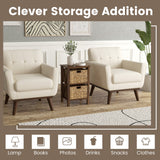 3/4-Tier Nightstand with 2 Seagrass Baskets Narrow X-Design-3
